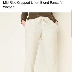 Old Navy Linen Crop Pants Cream White Medium